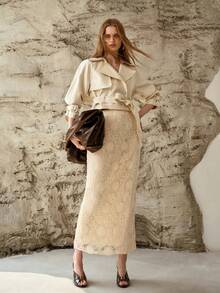 MOTF PREMIUM DOUBLE BREASTED BELTED COAT - Apricot - View 5