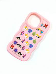 THE POWERPUFF GIRLS X SHEIN Ốp điện thoại silicon màu hồng lượn sóng hình Powerpuff Girls, bảo vệ ống kính, chống sốc, phụ kiện hoạt hình dễ thương dùng hàng ngày, tương thích với ốp điện thoại iPhone & Galaxy, ốp lưng, tương thích với iPhone 16/iPhone 17/iPhone 17 Pro Max/iPhone 12 Pro, tương thích với ốp điện thoại iPhone 17 Pro, phụ kiện điện thoại, ốp Galaxy S25 Ultra, ốp điện thoại dễ thương, ốp Galaxy S24 Ultra - Hồng - Xem 9