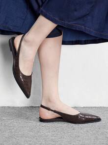CUCCOO BIZCHIC Bailarinas de punta, zapatos bajos versátiles de mujer con estampado de cocodrilo para ir y venir, zapatos finos de slip-on - Café marrón cocodrilo - Ver 3