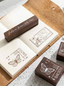 Cirelle 1pc Vintage Pattern Wooden Stamp -Handcrafted Tool For Scrapbooking, Journaling & Greeting Card Decoration - Multicolor - View 3