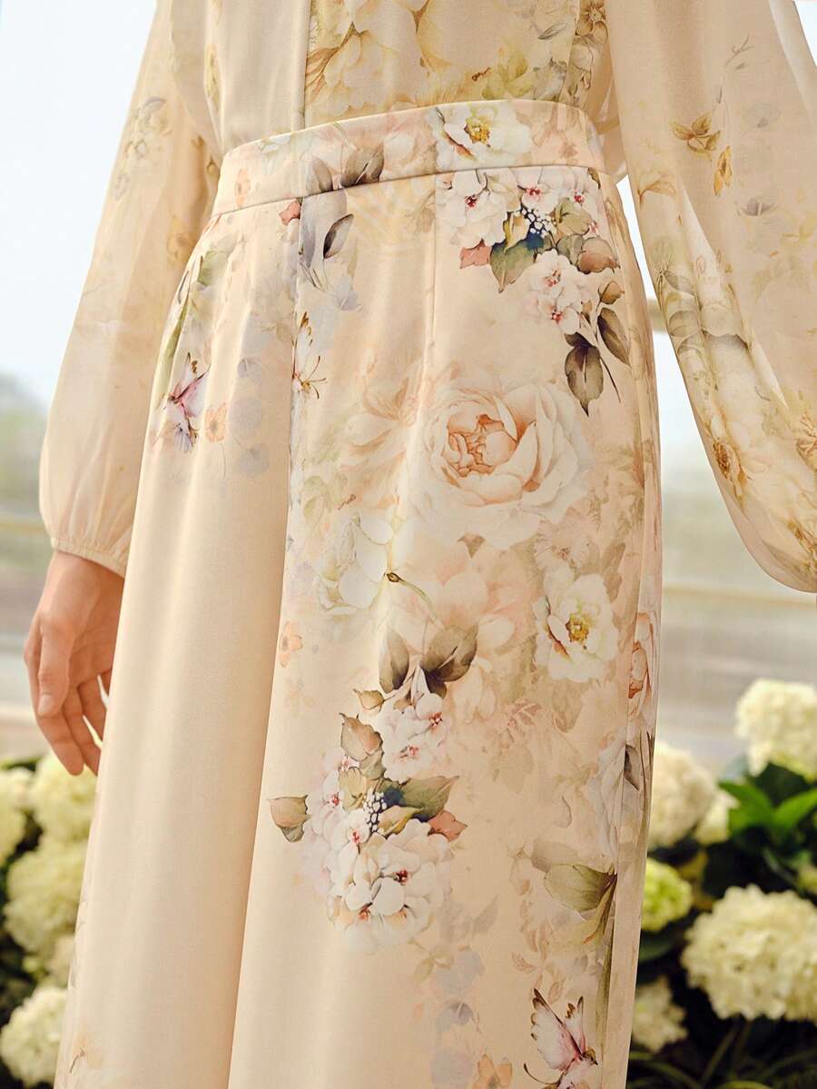 MOTF PREMIUM WOMEN'S PRINTED WIDE LEG PANTS, SPRING/SUMMER - Apricot - View 2