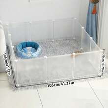 6/10/12pcs Indoor Dog Cage/House, Free Space For Pets, Suitable For Poodle, Corgi, Bichon Frise And Other Small Dogs, Isolation Frosted Protection Fence - White - View 1