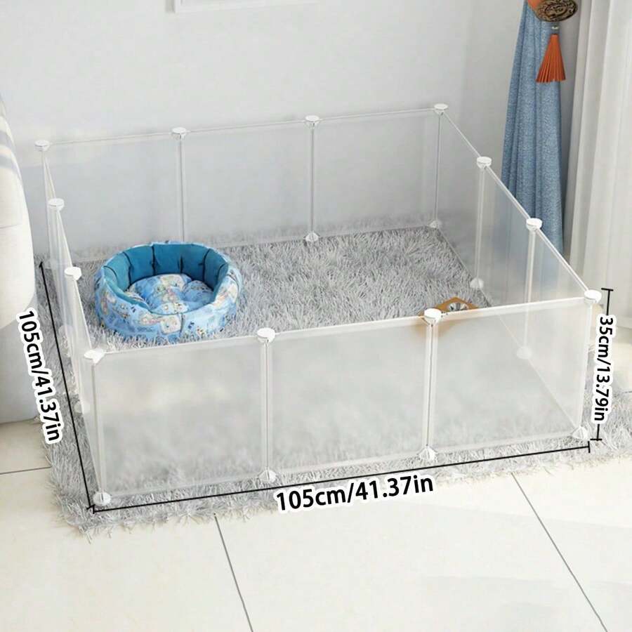 6/10/12pcs Indoor Dog Cage/House, Free Space For Pets, Suitable For Poodle, Corgi, Bichon Frise And Other Small Dogs, Isolation Frosted Protection Fence - White - View 1