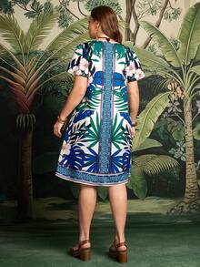 Rosumi 大码夏季度假植物印花V领连衣裙 夏季海滩度假装扮 女士碎花连衣裙 波西米亚风女装 夏季连衣裙 女士休闲连衣裙 Maweii 大码连衣裙 度假休闲夏季装扮 女士海滩装扮 女士休闲度假装扮 乡村音乐会服装 荷叶边 - 彩色 - 查看 3