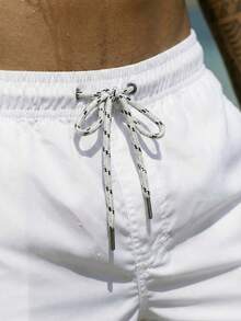 Manfinity Swimmode 男士腰部抽繩泳褲 - 白色 - 查看 4