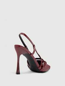 CUCCOO BIZCHIC Women's Pointed Toe Buckle Design Fashionable High Heels For Daily Wear - Burgundy - View 9