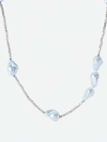 Opalesca 1pc European And American Fashion Baroque Pearl Clavicle Chain, Copper Multi-Element Luxury Niche Necklace, Clavicle Chain, Bracelet - Multicolor - View 4