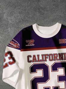 Attitoon 95%纯棉女士Y2K街头风圆领针织T恤，23号，针织风格，街头风，复古，返校季，秋季，女士休闲，秋冬，嘻哈 - 彩色 - 查看 5