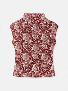 lacRébo Pleated Floral Print Top Colored Summer Look Spring Summer French Style Parisian Style Vintage Top Burgundy Flower Top Going Out - Multicolor - View 7