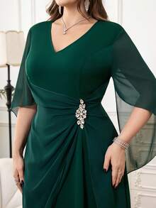 Reflora 大码优雅派对礼服，饰有水晶装饰 - 綠色 - 查看 5