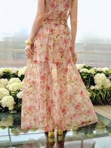 MOTF PREMIUM WOMEN'S EMBROIDERED ROMANTIC LONG SKIRT, SPRING/SUMMER - Pink - View 7