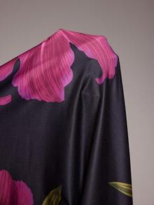 Slumberist Sexy anliegendes Spitzen-Patchwork-Maxikleid mit offenem Rücken und Blume Muster für reifere Frauen - Schwarz - Übersicht 7