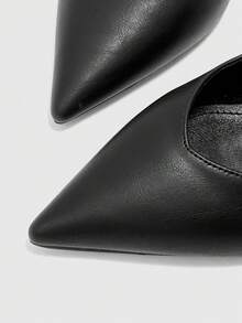 CUCCOO BIZCHIC Women's High-Heeled Shoes, Simple High-End Black Pointed Stilettos, Rear Strap Hollow High Heels, Workplace Commuting Daily Versatile Shoes - Black - View 8