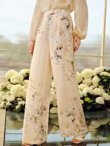 MOTF PREMIUM WOMEN'S PRINTED WIDE LEG PANTS, SPRING/SUMMER - Apricot - View 3