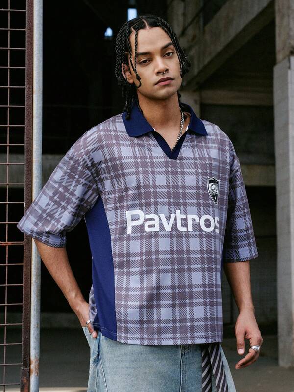 PAVTROS Men's Comfortable Fashion Plaid Print Polo Shirt