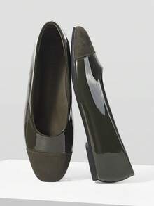 MOTF DAMEN SCHUHE RETRO NEU MODISCH GRÜNE PU LEDER FARBKOMBINATION QUADRATISCHE ZEHENKAPPE FLACHE SOHLE SCHUHE, EINFACH LÄSSIG UND LEICHT, NIEDRIGER SCHAFT UND SCHLUPFEINSTIEG, KOMFORTABLE UND ELEGANTE HOCHWERTIGE BALLETT-SCHUHE - Grün - Übersicht 8