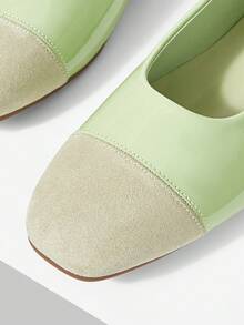 MOTF 女士复古新款时尚绿色PU皮革方头平底鞋，简约休闲轻便，低帮套脚设计，舒适优雅的高端芭蕾舞鞋 - 嫩綠色 - 查看 9