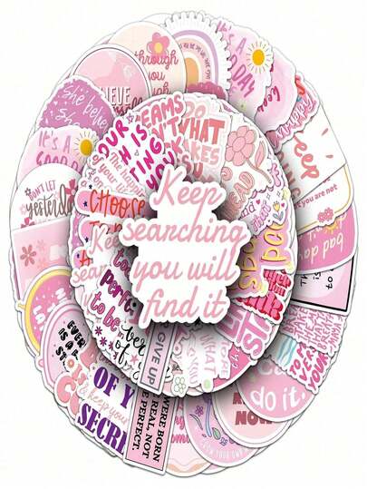 50 Peças/Pacote Série de Citações Inspiracionais em Inglês Rosa, Adesivos de Grafite para Bagagem, Capas de Telefone Celular, Cadernos, Capacetes, Skates, À Prova d'Água e Não Descola Facilmente, Boa Aderência, Adesivos Decorativos DIY, Também Podem Ser Usados para Festivais, Aniversários.