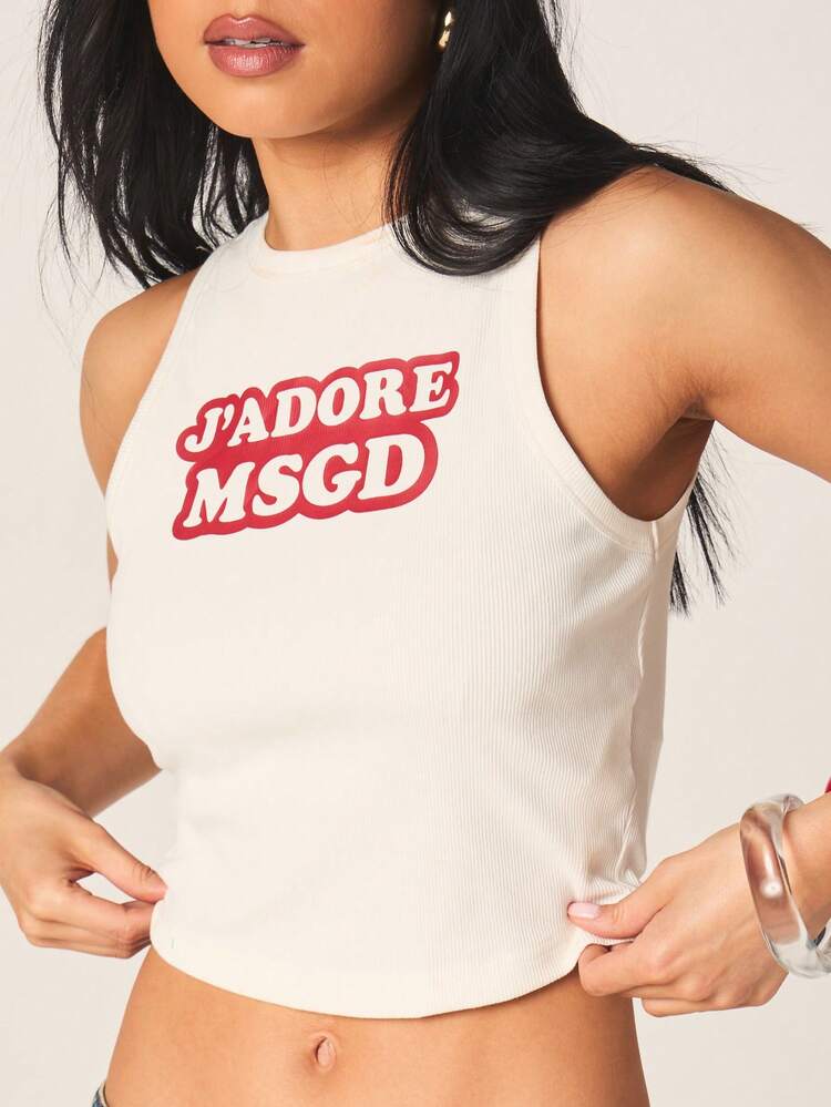 MISSGUIDED Canotta corta a costine, smanicata, casual, moda da strada, colore bianco