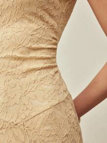 MOTF PREMIUM Đầm ren không tay dáng đuôi cá thanh lịch, thích hợp mặc hàng ngày và hẹn hò, mùa xuân/hè. - Màu Khaki - Xem 2