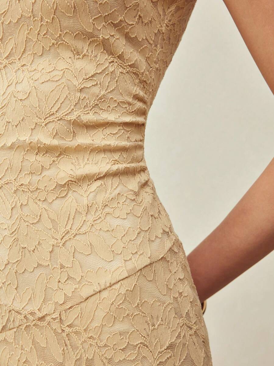 MOTF PREMIUM Đầm ren không tay dáng đuôi cá thanh lịch, thích hợp mặc hàng ngày và hẹn hò, mùa xuân/hè. - Màu Khaki - Xem 2