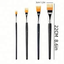 1/4支装丙烯颜料画笔，学生画笔，扁平尼龙毛画笔，工艺画笔，小型油画画笔，水彩画笔，美术用品，散装，适合学生和成人使用 - 彩色 - 查看 2