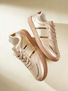 CUCCOO EASI Women's Round Toe Casual Versatile Sneakers - Champagne - View 5