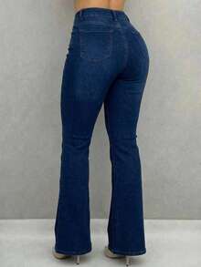 Stretch Jeans For Women Flare Cut - Dark Wash - View 2