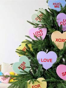 Valentine's Day Decorative Tree Ornaments: Large Candy Heart-Shaped Tree Decor, Cute Sweet Conversation Heart Ornament Tags, Suitable For Valentine's Day Tree Topper, Home & Wedding Decor - multicolor - View 3