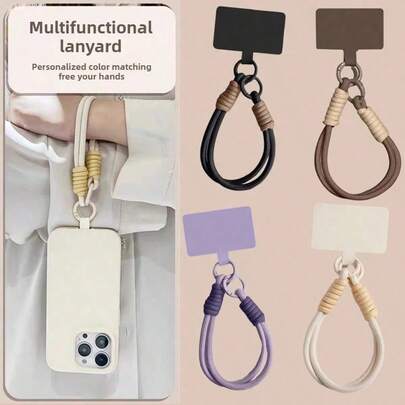 1pc Braided Rope Phone Lanyard Solid Color Candy Color Multifunction Wrist Strap Universal Version Easy Disassembly Hand Woven Rope Phone Case Pendant