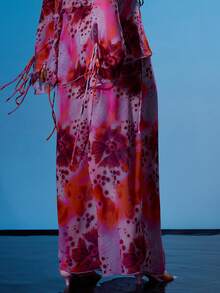 MUSERA Váy maxi dáng suông cạp thấp chất liệu chiffon in hoa cỡ lớn, thích hợp cho mùa xuân hè, kỳ nghỉ, du lịch biển, phong cách Y2K, Ibiza, dễ thương, gợi cảm, dự tiệc, lễ hội, đám cưới, khách mời, cơn sốt nhiệt đới. - Nhiều màu - Xem 4