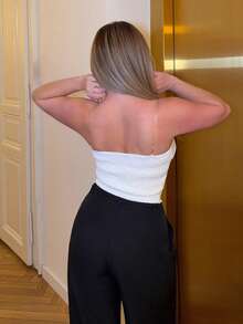 Jeta Ari Women's Collared Tube Top With Bow Tie Decoration, College Style White Blouse - White - View 2