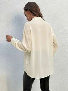 SHEIN VCAY Plus Size Long Sleeve Chiffon Blouse - Light Yellow - View 2
