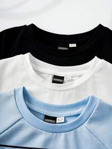 MONOPOLY X SHEIN 男童字母卡通印花圆领短袖休闲T恤，MONOPOLY - 黑色 - 查看 3