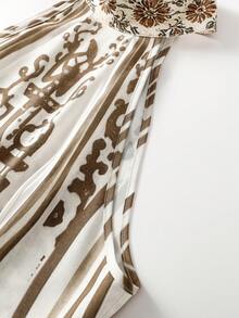 Lunelith SHEIN Lunessa 女士度假休闲花卉几何印花露背连体裤 - 彩色 - 查看 5