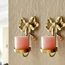 Joivida 1 chiếc giá nến trang trí đầu giường phòng khách dễ thương dành cho bé gái, màu hồng, trang trí tường phòng ngủ sinh viên, trang trí lãng mạn, trang trí tường, giá nến treo tường bằng sắt nghệ thuật, là lựa chọn tốt nhất để trang trí phòng khách, phòng ăn, sân vườn, thích hợp cho đám cưới, trang trí tiệc, quà tặng ngày Valentine, quà tặng năm mới, quà tặng Giáng sinh. - Nến nơ bướm - Xem 14