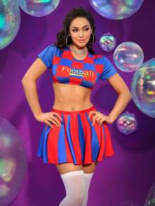 Football Fan Sexy COS Revealing Chest Temptation 5-Piece Lingerie Costume Set For Women - Multicolor - View 3