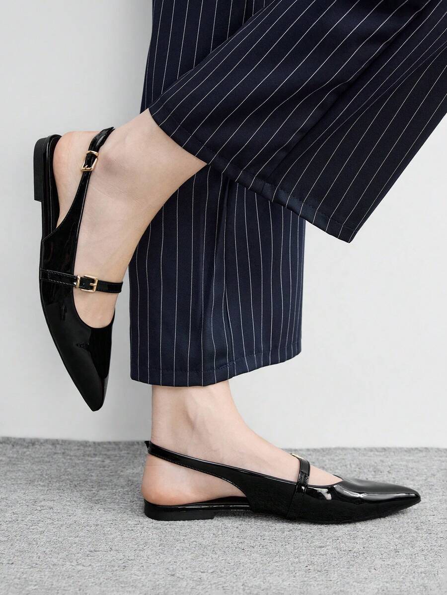 CUCCOO BIZCHIC European And American Closed Toe Sandals Women's Summer Wear 2026 New Temperament Sexy Pointed Toe Slingback Flats Spring Shoes - Black - View 1