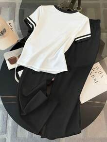 Resyla 女士撞色滚边上衣和裤子两件套 - 彩色 - 查看 2