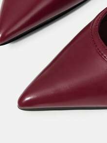 MOTF WOMEN POINTED TOE BUCKLE PUMPS - Burgundy - View 5