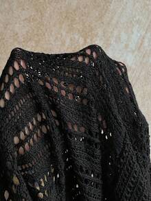 Soleia 性感吊带V领镂空金属海星紧身连衣裙，度假吊带露背系腰毛衣连衣裙，适合假日、音乐节、波西米亚风、海滩、秋冬季穿着。 - 黑色 - 查看 7