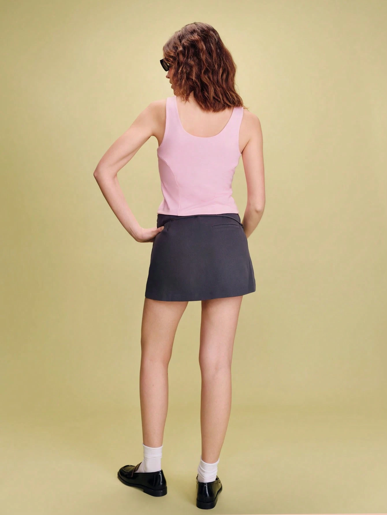 Fitted Pink Knit Tank Top With Front Cut-Out Detail And Button Cute Style Spring Summer French Style Parisian Style Vacation Top Going Out Top Sexy Chic Top