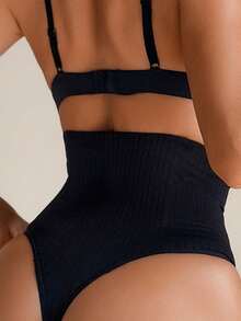 Sirith 素色高腰塑身褲 - 黑色 - 查看 2