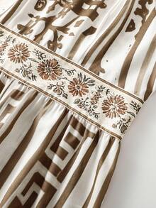 Lunelith SHEIN Lunessa 女士度假休闲花卉几何印花露背连体裤 - 彩色 - 查看 7