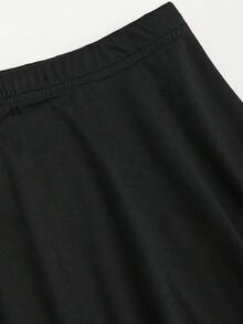 Olithes 2 件女士优雅立领长袖 T 恤和长针织裙套装，秋冬 - 黑色 - 查看 4