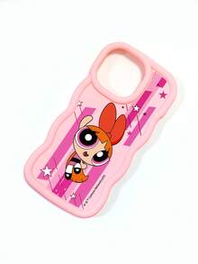THE POWERPUFF GIRLS X SHEIN 飞天小女警花花粉色波浪纹硅胶手机壳，镜头保护防震，可爱动漫日常礼物配件，兼容iPhone和Galaxy手机，兼容iPhone 16/iPhone 17/iPhone 17 Pro Max/iPhone 12 Pro，兼容iPhone 17 Pro，Galaxy S25 Ultra，可爱手机壳，Galaxy S24 Ultra，快速发货 - 粉色 - 查看 8