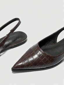 CUCCOO BIZCHIC Bailarinas de punta, zapatos bajos versátiles de mujer con estampado de cocodrilo para ir y venir, zapatos finos de slip-on - Café marrón cocodrilo - Ver 7