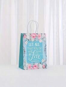 6/12/24/30PCS Scripture Floral Gift Bags With Handles Reusable Bible Verse Tote Paper Bags For Christian Baptism Wedding Birthday Favor Wrapping Women Gift - Color Mixing - View 3