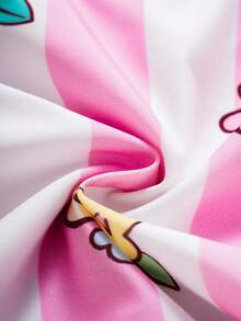 HELLO KITTY AND FRIENDS | SHEIN 1件少女可爱休闲卡通条纹图案连体泳衣 - 彩色 - 查看 6