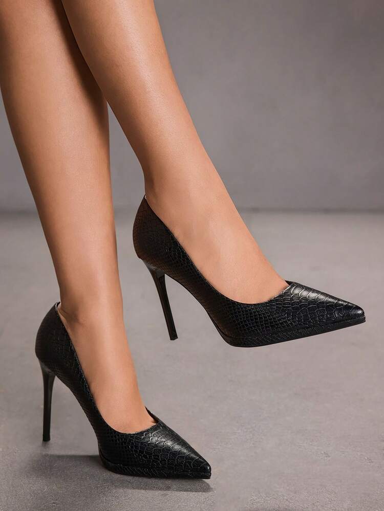 CUCCOO SZL Women's Black Pointed Toe Casual/Work High Heel Shoes